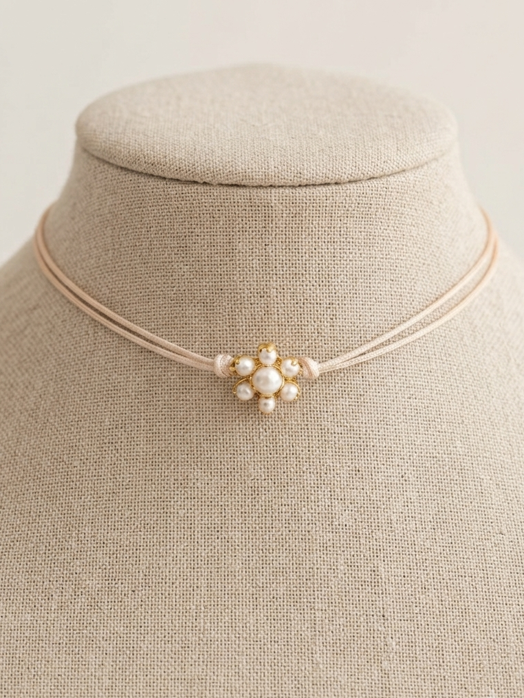 Choker fiore in perle