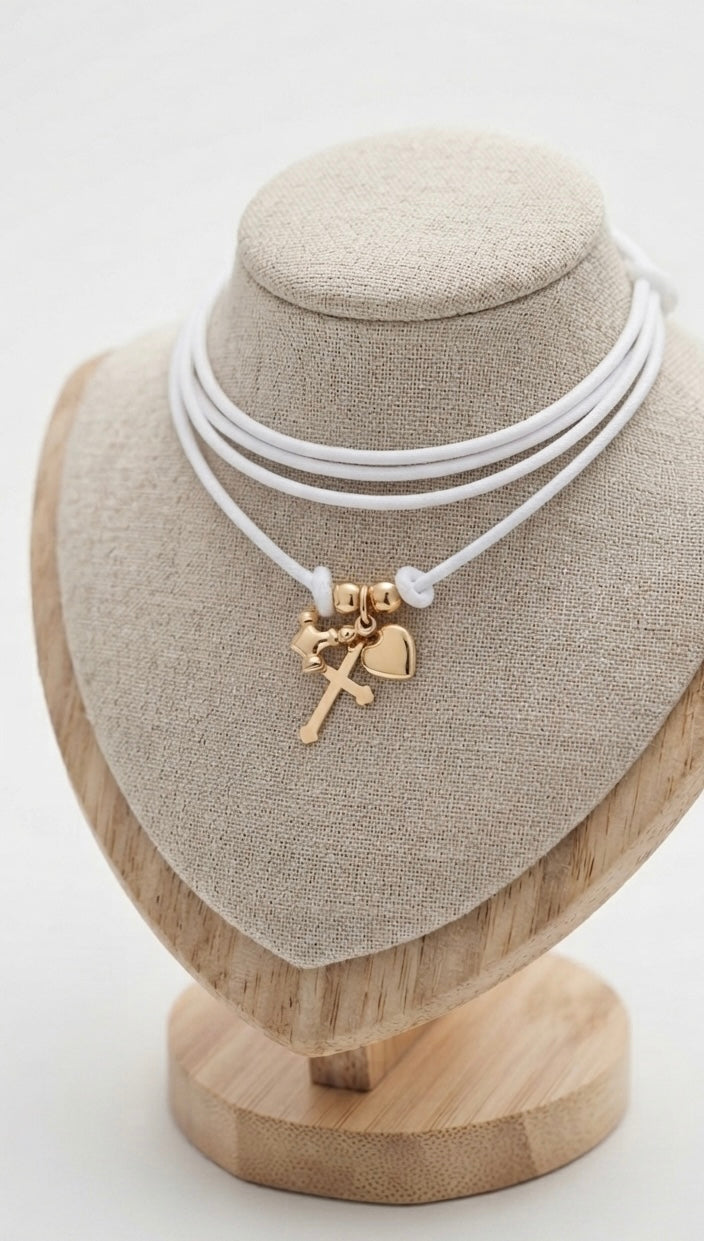 Choker tris bianco