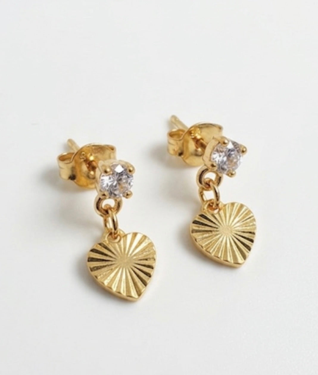 Orecchini heart gold small con strass