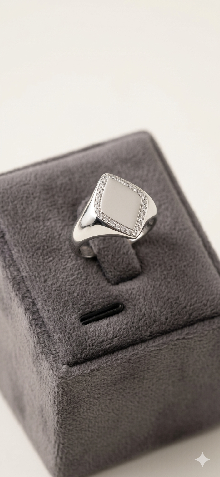 Chevalier rombo zirconato regolabile in silver
