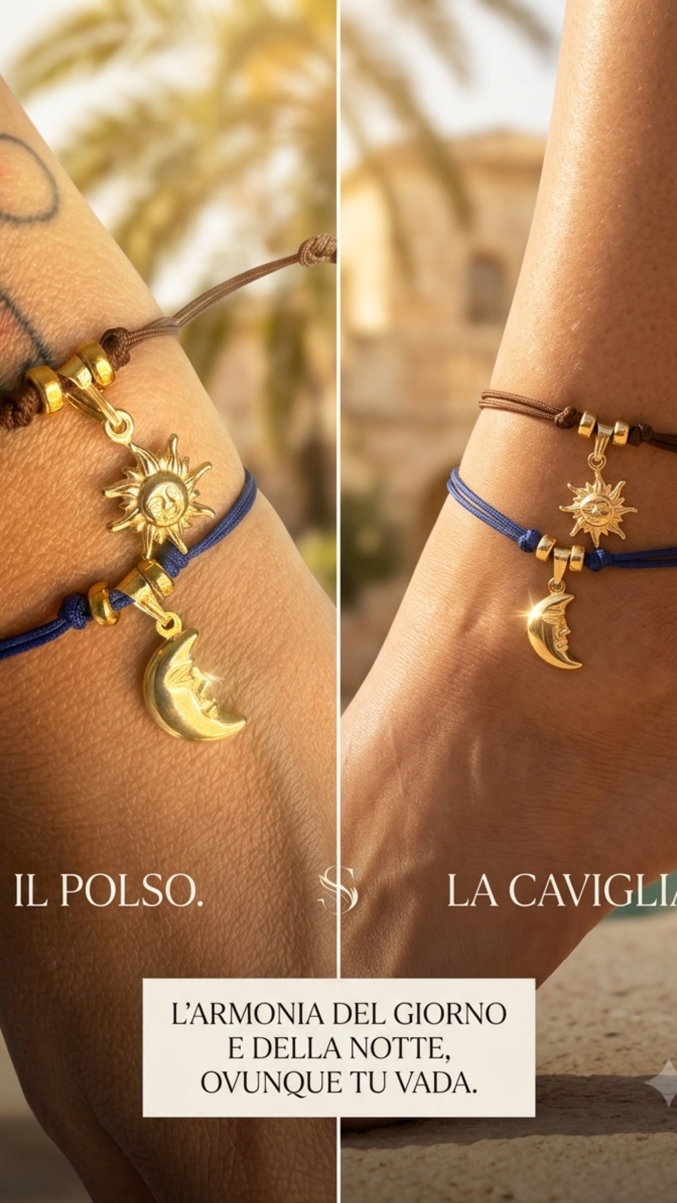 Cavigliera/bracciale sole e luna