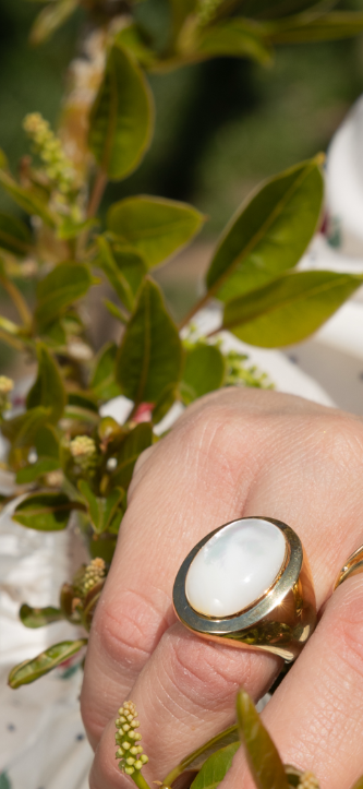 Anello ovale in madreperla primavera