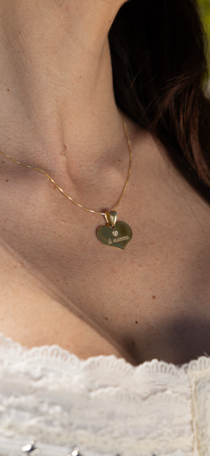 Collana cuore di mamma con perlina