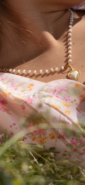 Collana perle e cuore sacro