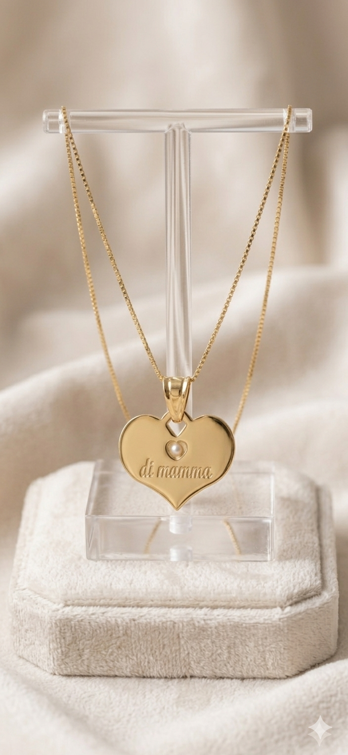 Collana cuore di mamma con perlina