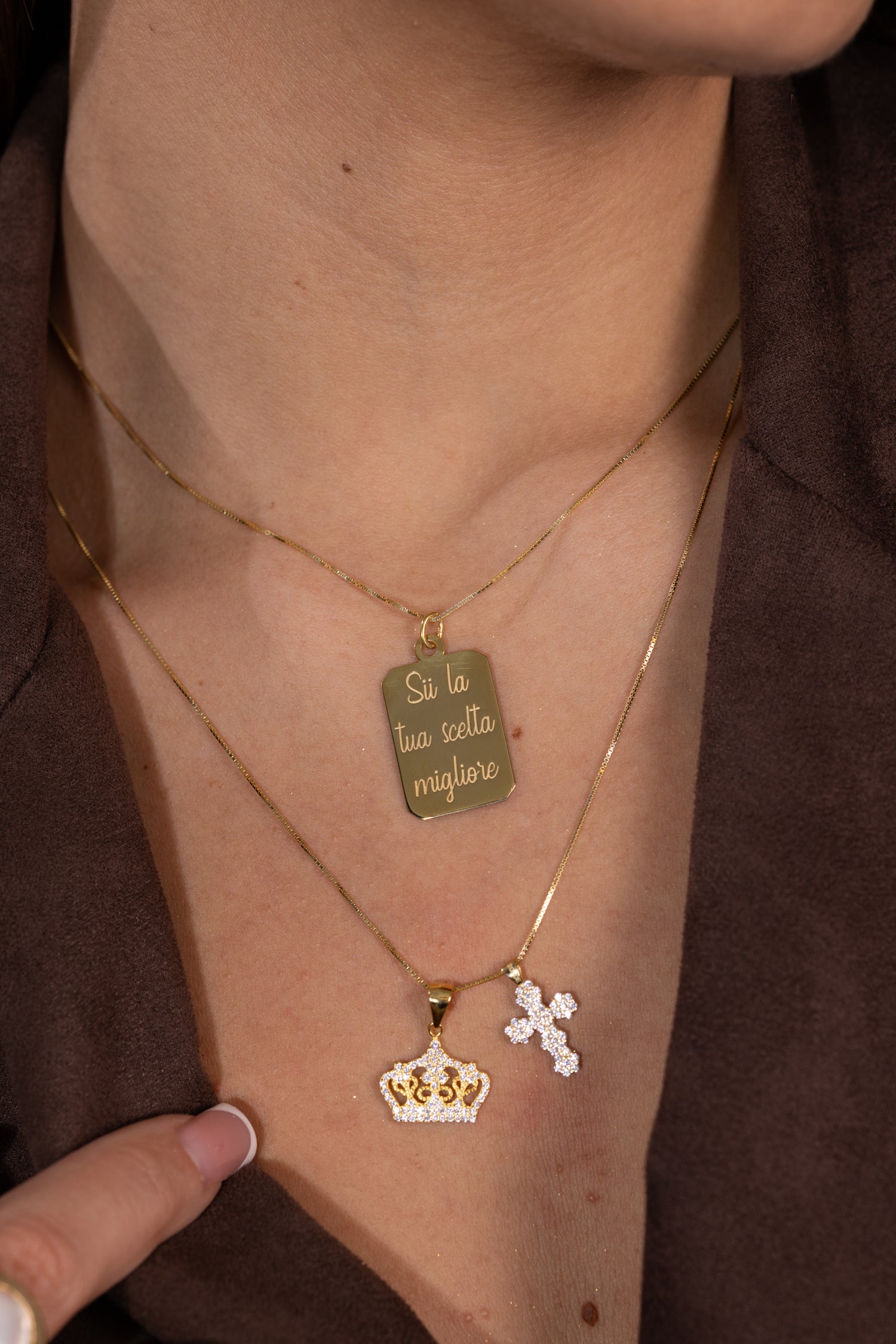 Collana sentiment square charm