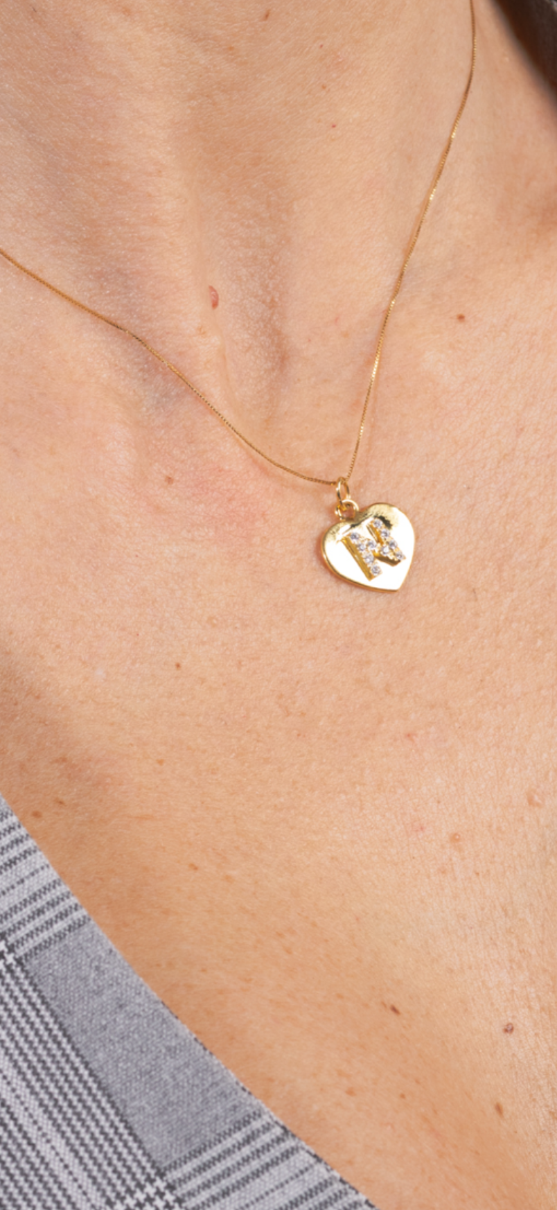 Collana  heart initial con zirconi
