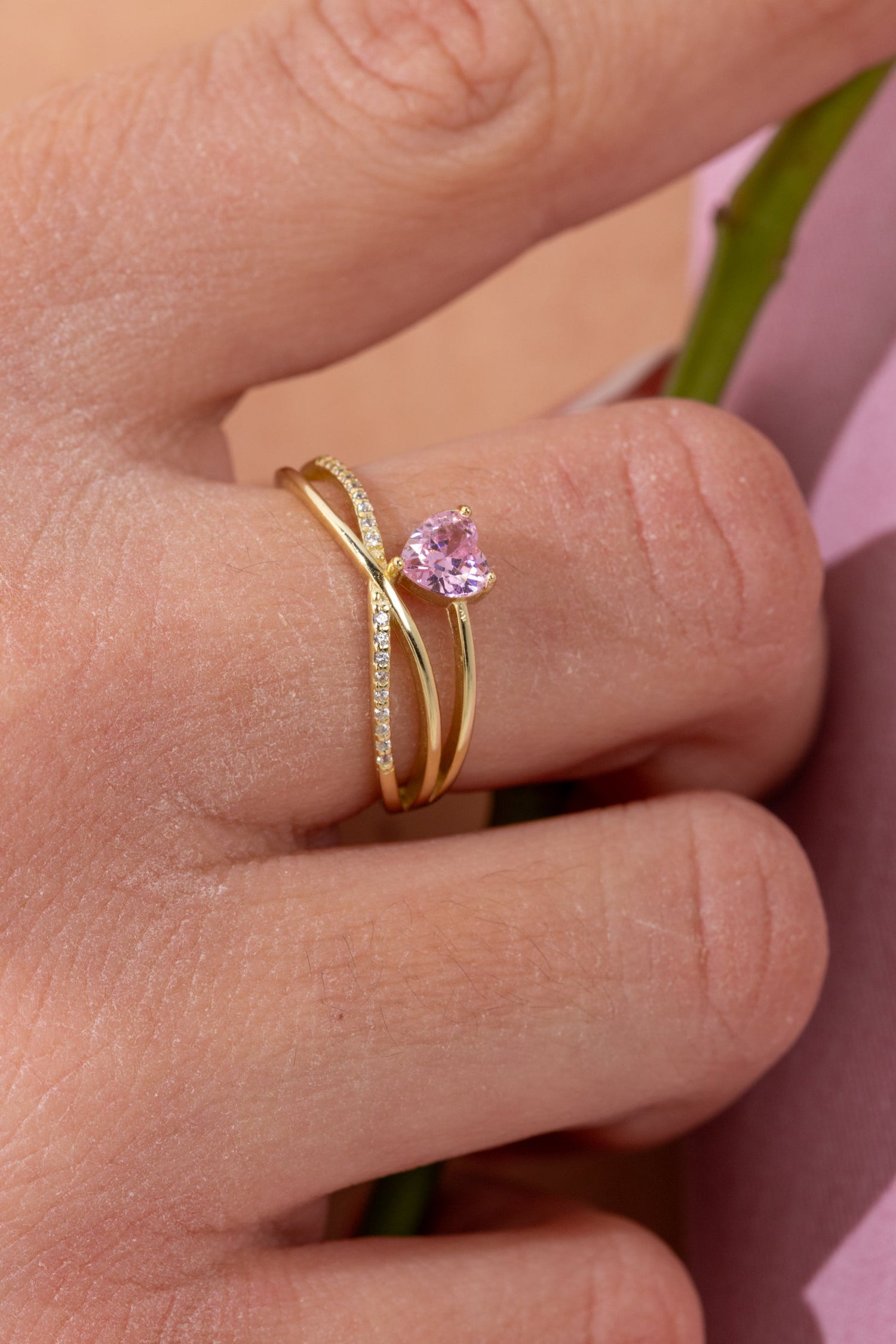 Anello heart pink