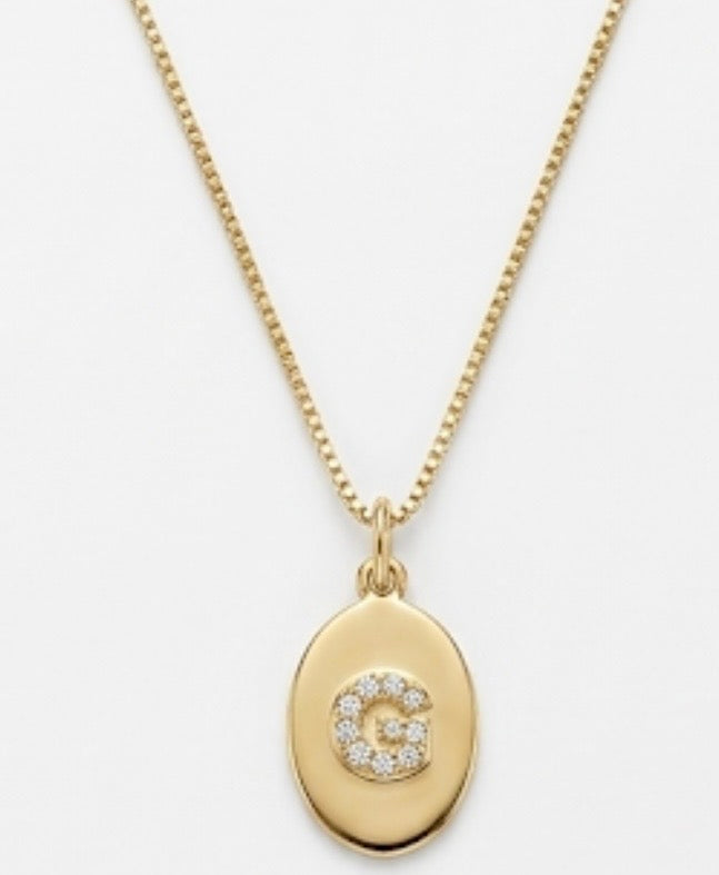 Collana ovale initial con zirconi