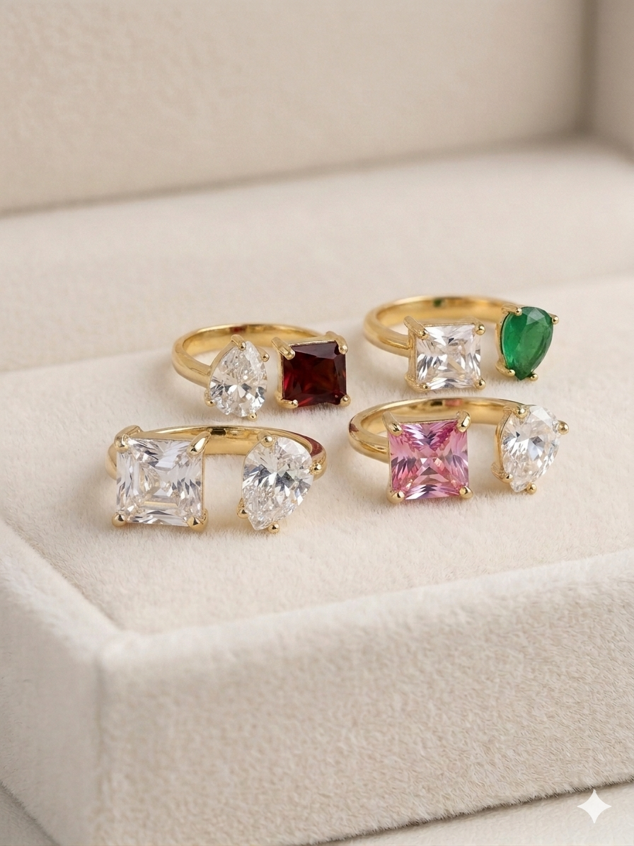 Anello doppia pietra preziosa