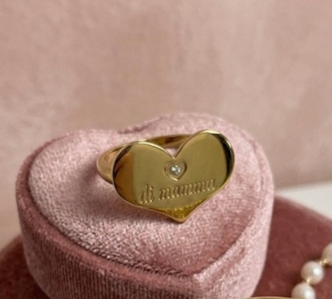 Anello mamma con brillantino e perlina