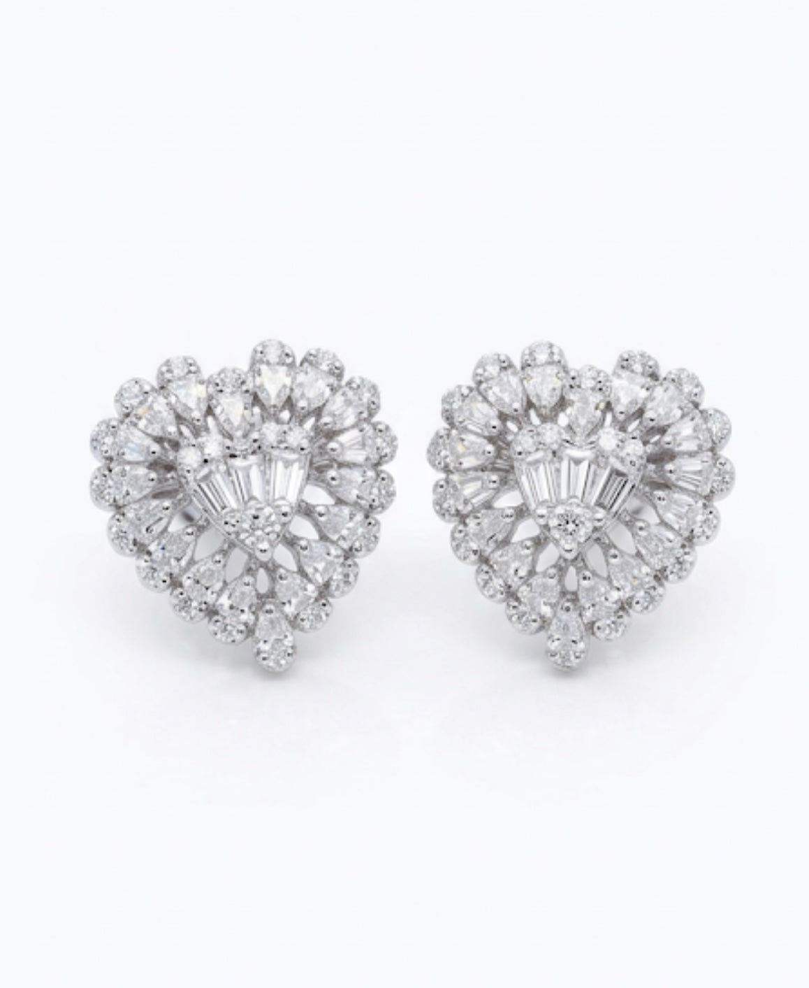 Orecchini heart strass silver