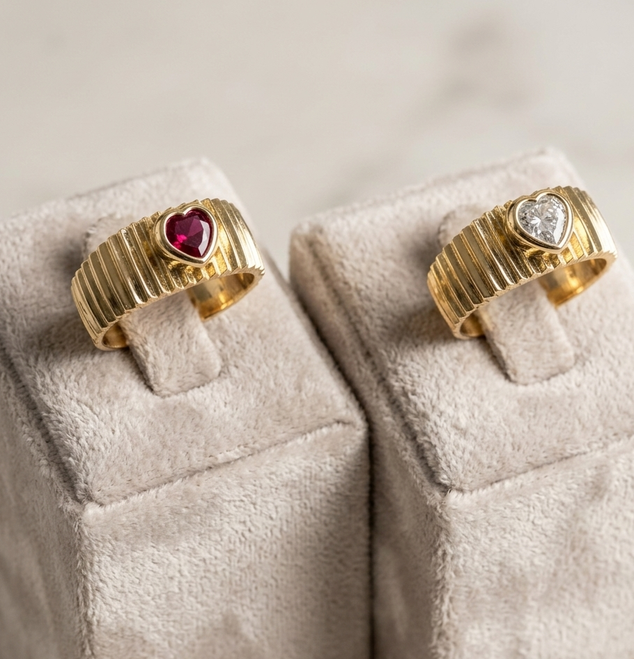 Anello fascia gold con cuore