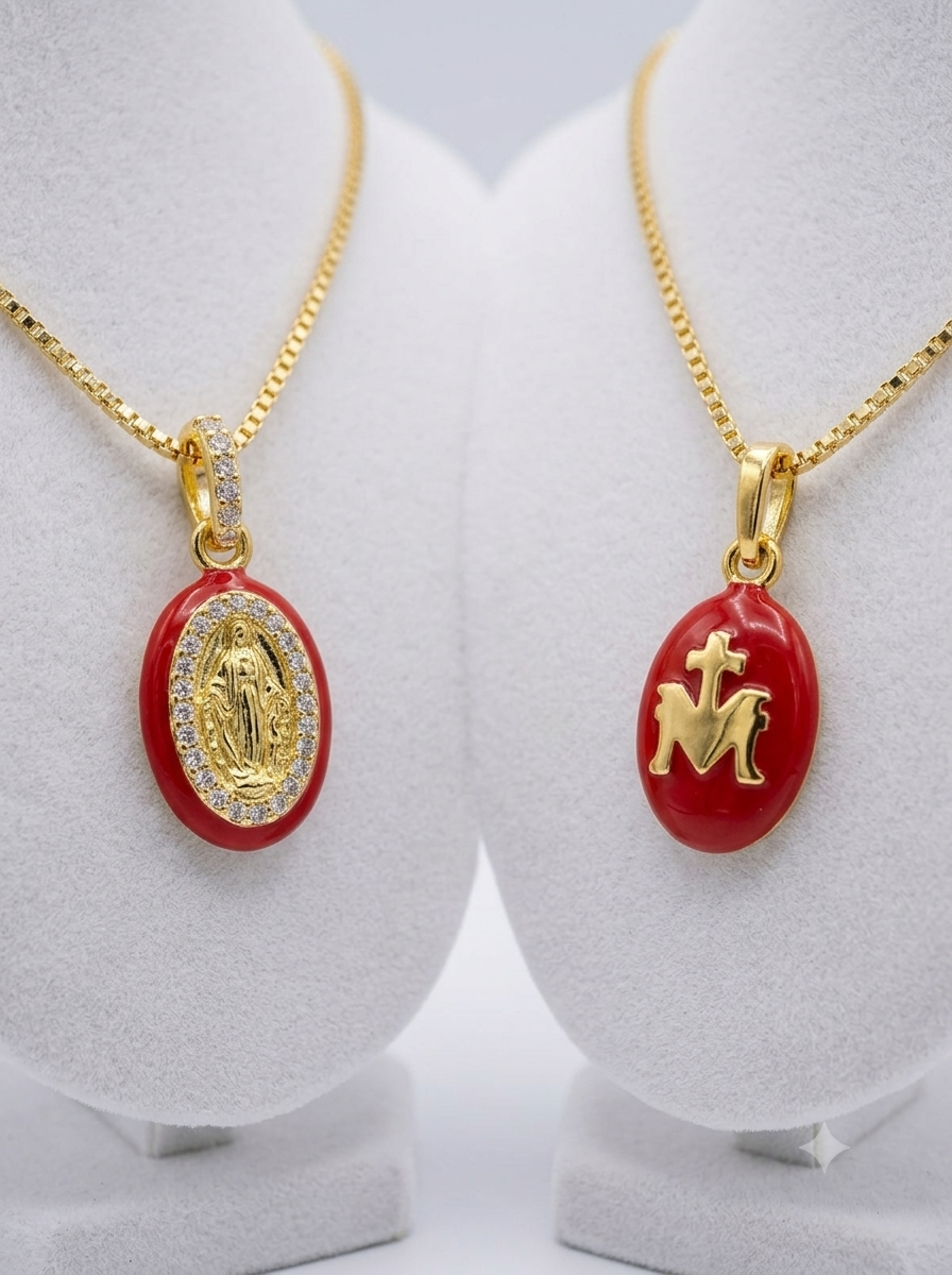 Collana madonnina bombata zirconato