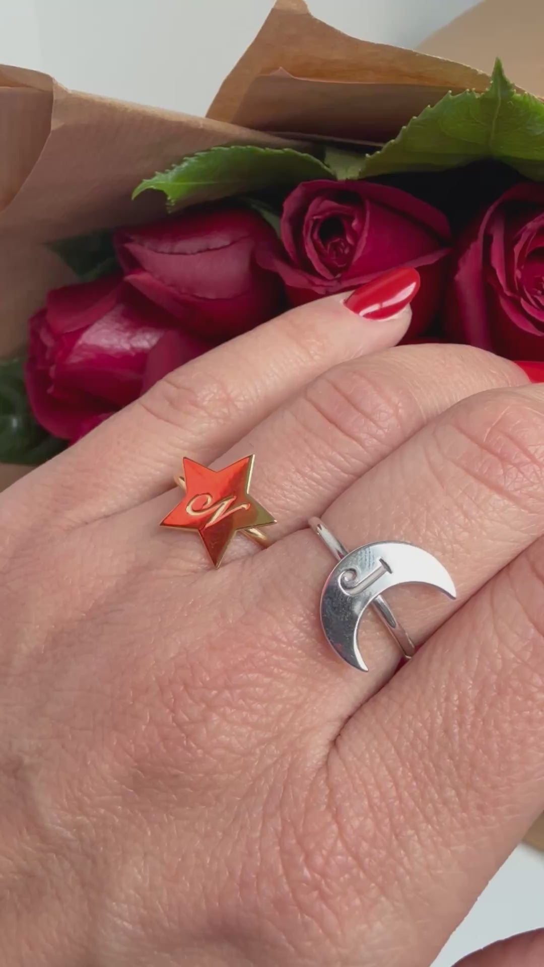 Anello stella e luna